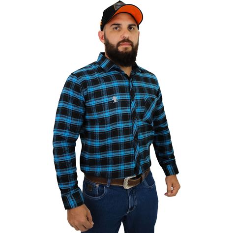 Camisa Manga Longa Sacudido S Masculina Xadrez Flanelado Azul Sacudidos