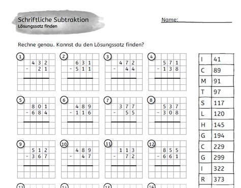 Schriftliches Subtrahieren Grundschul Ideenbox Schriftliches Rechnen