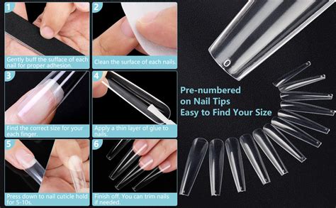 Lionvison Xl Extra Long Coffin False Nails Pcs Clear Ballerina