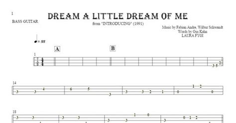 Dream A Little Dream Of Me Tablature For Bass Guitar Playyournotes