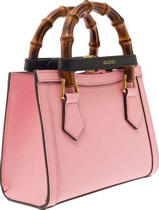 Gucci Diana Mini Pink Shopping Bag With Bamboo Handles And Double G