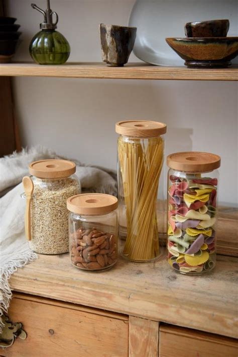 Kitchen And Food Storage Idilica Glass Storage Jar With Beechwood Lid 1000ml Kitchencraft