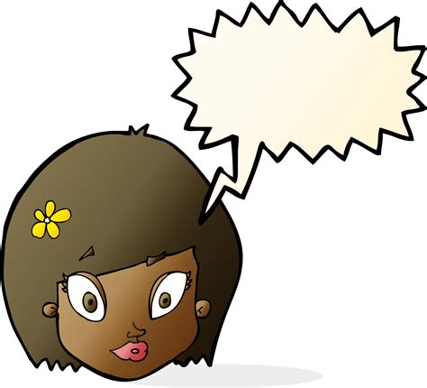 Cartoon Happy Female Face With Speech Bubble 45180131 Png