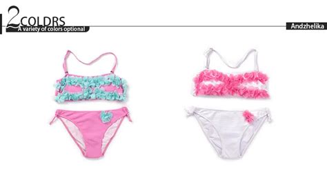 Andzhelika bikini детский купальник бикини с объемными цветами AK1657