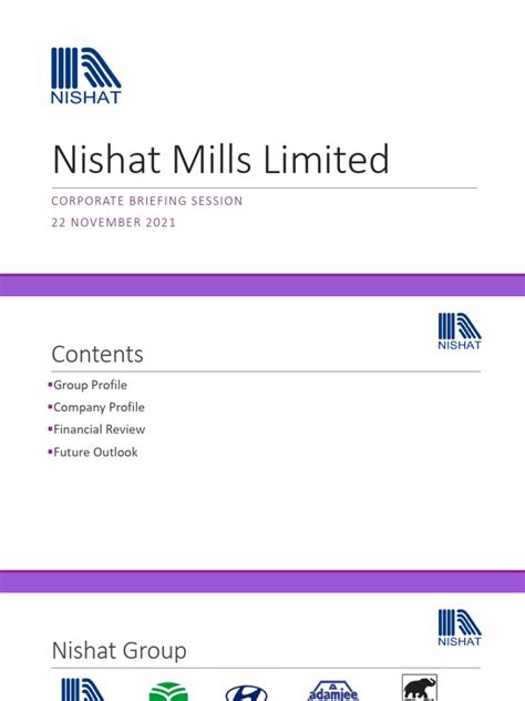 Nishat Mills Limited Corporate Briefing Session 22 November 2021 Pdf