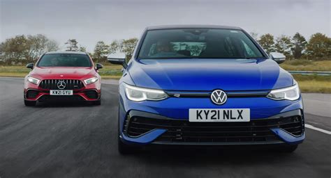 Vw Golf R And Mercedes Amg A S Engage In A Drift Battle Carscoops