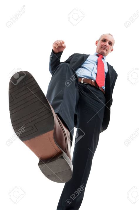 Low Angle Of Business Man Stepping On Action Pose Reference Human