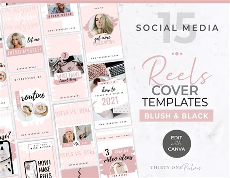 Reels Cover Templates Canva Templates For Instagram Reels Etsy