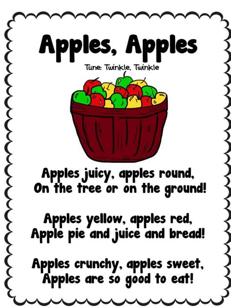 Apples Apples Preschool Apple Theme Preschool Poems Preschool Songs