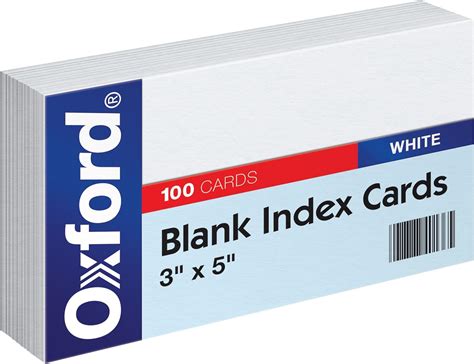 Oxford Blank Index Cards 3x5 Inch White 100 Pack