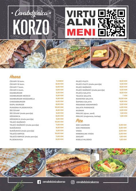 Menu At Evabd Inica Korzo Restaurant Mostar