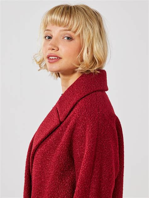 Manteau bouclettes à double boutonnage bordeaux Kiabi 40 00