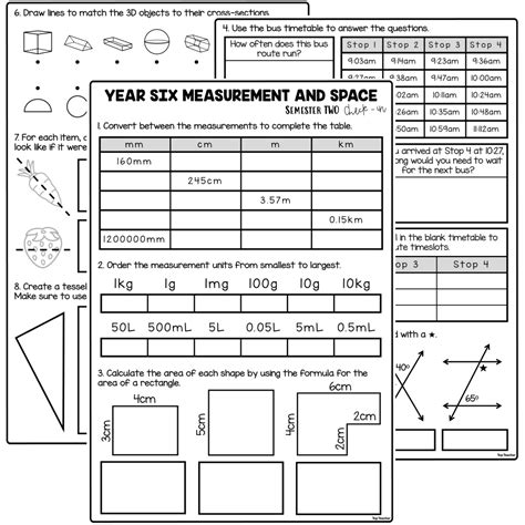 Measurement And Space Strand Assessment Year 6 Semester 2 Top Teacher