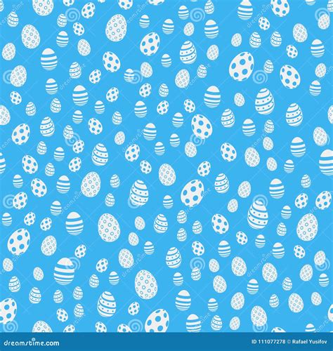 Seamless Easter Pattern With Eggs On Blue Background Vector Stock