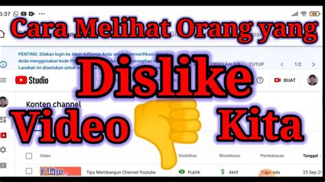 Cara Melihat Orang Yang Dislike Video Kita YouTube