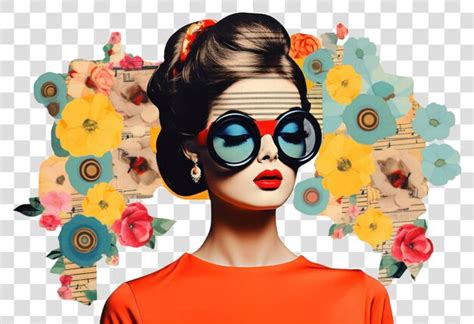 PNG Collage Retro Dreamy Music Art Painting Portrait Premium AI