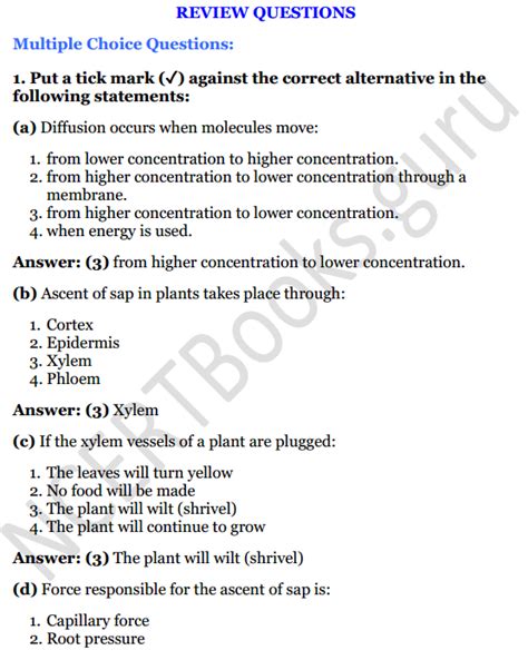 Selina Concise Biology Class 8 Icse Solutions Chapter 1 Transportation In Plants Ncert Books