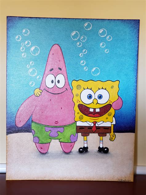 Spongebob And Patrick Spongebob Painting Spongebob Patrick Oil Painting