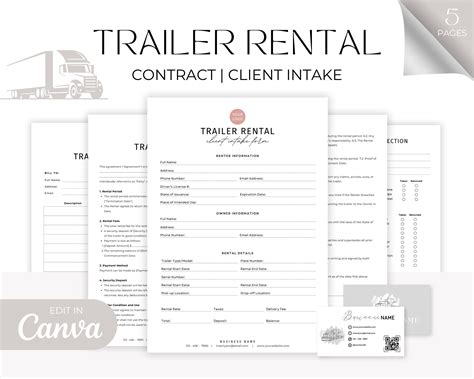 Editable Trailer Rental Agreement Template Trailer Rental Contract Transportation Trailer