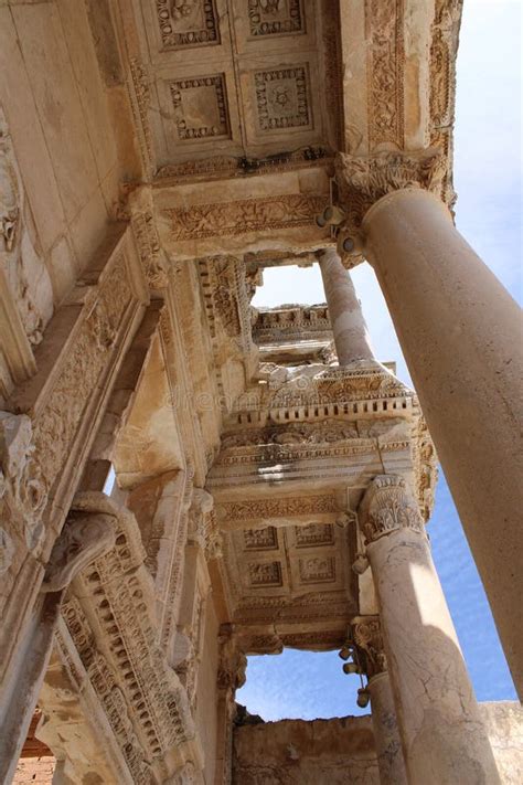 Part Of The Ancient Roman Library Of Celsus In Ephesus Turkey