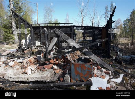 Burned House Ruins Finland Stock Photo Alamy