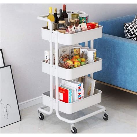 READY STOCK 3 Tier Multifunction Storage Trolley Rack Office Shelves