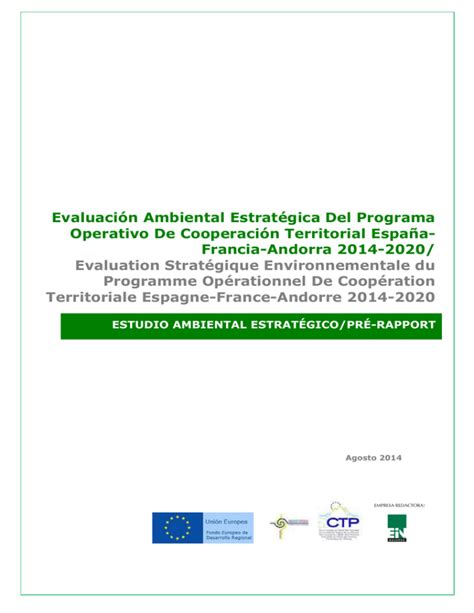 Estudio Ambiental De La Evaluaci N Ambiental Estrat Gica