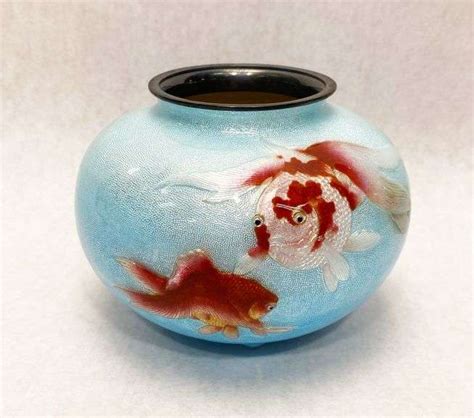 Japanese Meiji Period Ginbari Cloisonne Koi Fish Vase Dixon S Auction