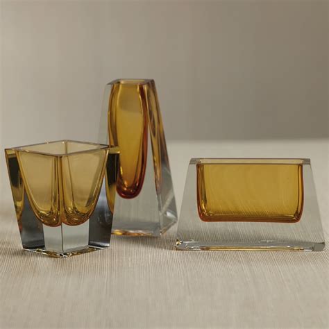 Rectangle Carrara Polished Amber Glass Vase By Zodax Seven Colonial