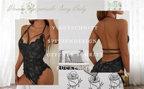 Laonajkd Dessous Damen Sexy Unterwäsche Offener Schritt Body Tiefer V