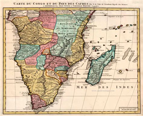 Antique Map Of Southern Africa Madagascar By Covens Mortier