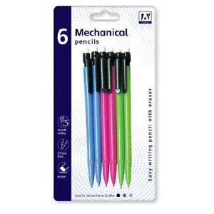 6 Pack Mechanical Pencils - With Erasers Smooth Writing Easy Write ...