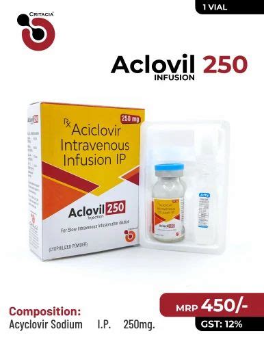 Vial Injection ACYCLOVIR INTRAVENOUS INFUSION IP Packaging Size 500MG