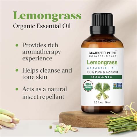 Usda Organic Lemongrass Essential Oil 0 33 Fl Oz Lemongrass