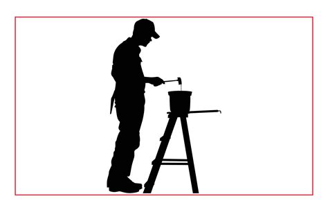 House Painter Silhouette Illustration Set Painter Workers On Ladder