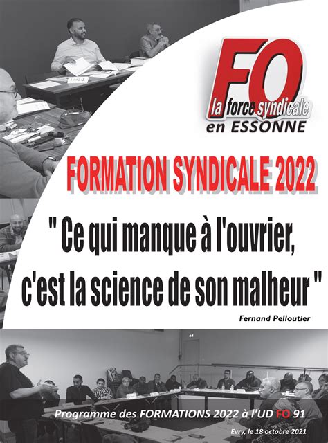 Le Livret Des FOrmations Syndicales 2024 UD 91 FO En ESSONNE