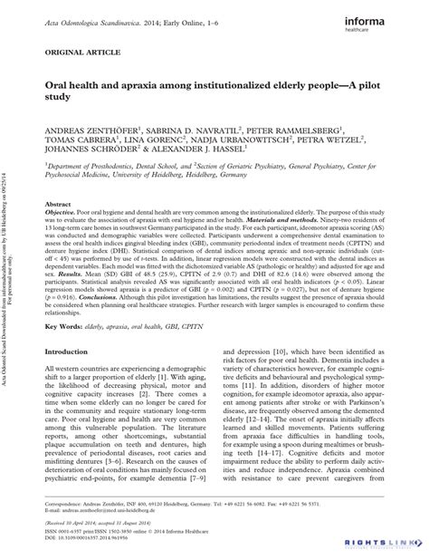 Pdf Comparison Of Oral Health Among Older People With And Without