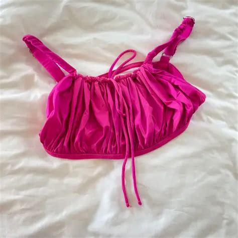 Frankies Bikinis Frankie S Bikini Hot Pink Fuscia Runched Bikini Top Size XL 14 85 Off