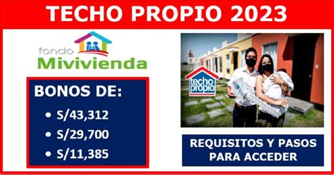 Techo Propio 2023 Bonos para Compra Construcción y Mejoramiento de tu