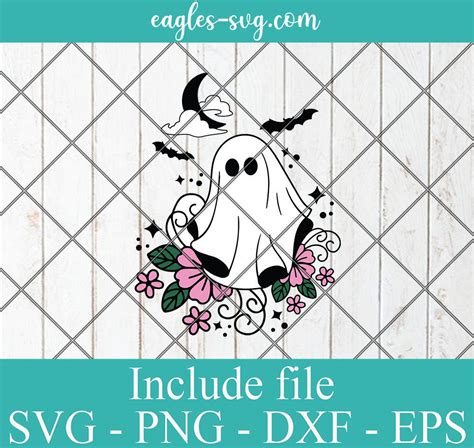 Floral Ghost Halloween Svg Ghost Silhouette Ghost Vector Png Ai