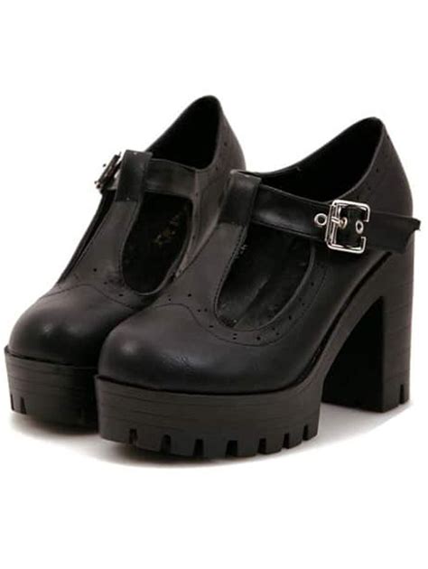 Black Buckle Chunky Block Heel Pumps For Sale Australia New Collection