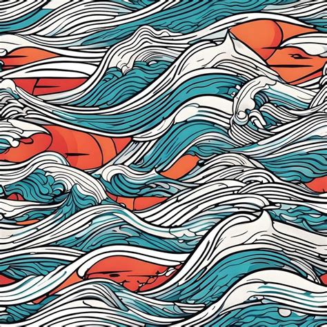 Premium AI Image | Colorful wave tattoo art design with lines illustration