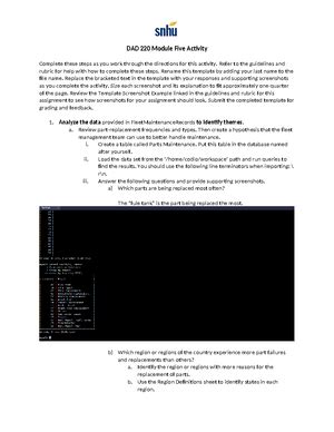 DAD 220 Module Five Major Activity DAD 220 Module Five Major