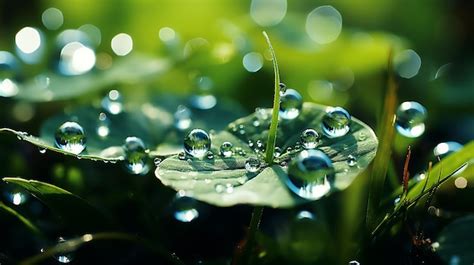 Premium Photo A Beautiful Large Drop Of Morning Dew In The Grass