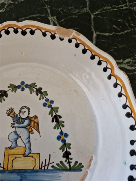 Proantic Assiette En Faience De Nevers Xviii Me S