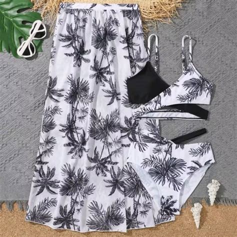 Girls Swimsuits Piece Bikini Leaves Prints Rullfe Bathing Suit Briefs