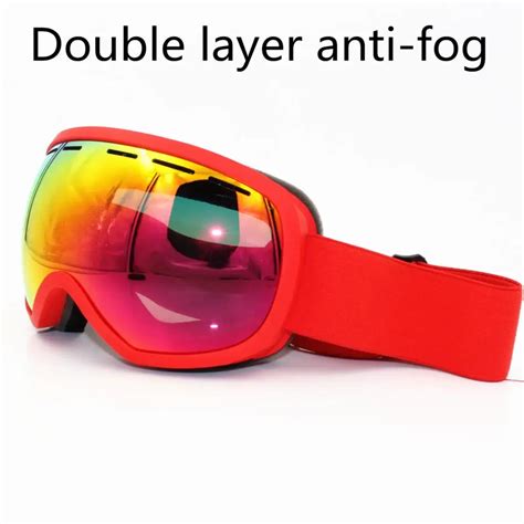 Brand Ski Goggles Uv400 Double Layers Anti Fog Big Ski Mask Glasses