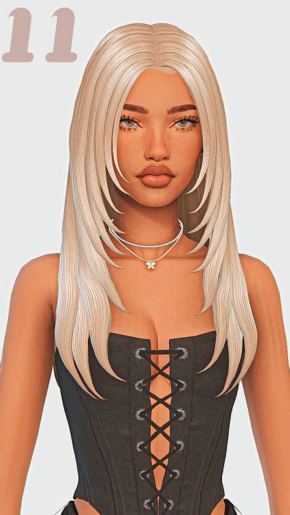 Straight Hair Maxis Match Edition Part In Sims Hair