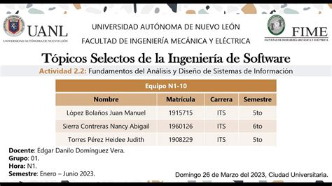 Equipo N1 10 Fundamentos del Análisis y Diseño de Sistemas de