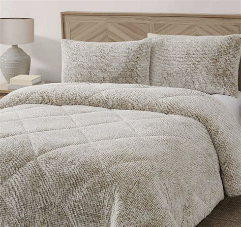 Queen FRYE Faux Fur Textured Luxe Jacquard 3 PC Ivory Comforter Set EBay